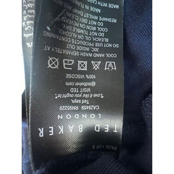 Ted Baker Womens Navy Blue IIsobel Drape Jersey T-Shirt Sz 3 - Picture 14 of 15